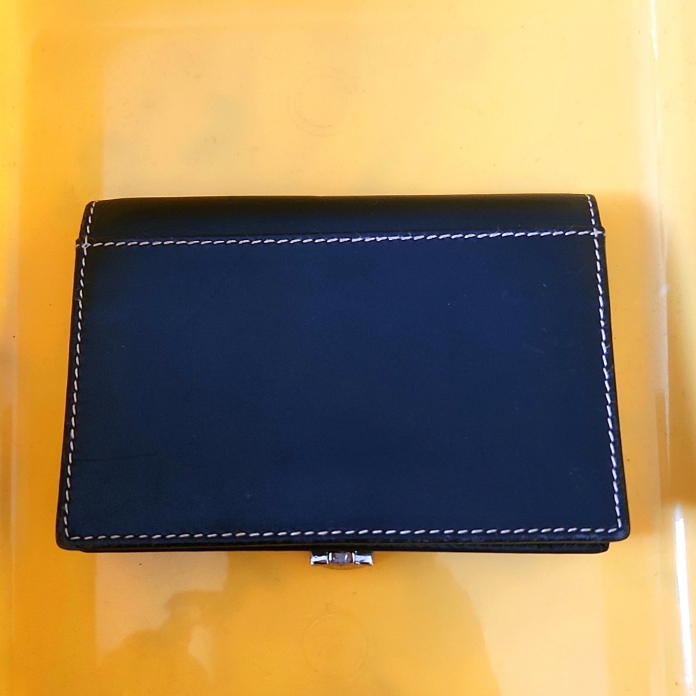 Coach Black Leather ID Card Mini wallet holder with Silver Buckle - Picture 6 of 9